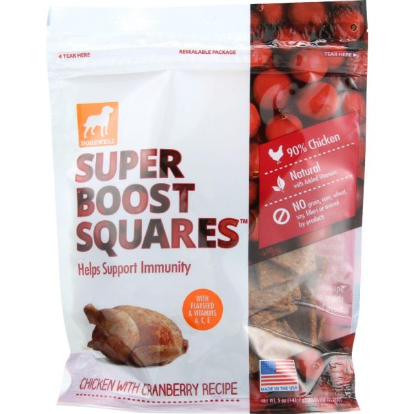 Dogswell Dog Treats - Super Boost Squares - Immunity - Chicken With Cranberry - 5 Oz - Case Of 12 Sale