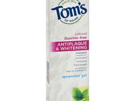 Tom s Of Maine Antiplaque And Whitening Toothpaste Spearmint Gel - 4.7 Oz - Case Of 6 on Sale