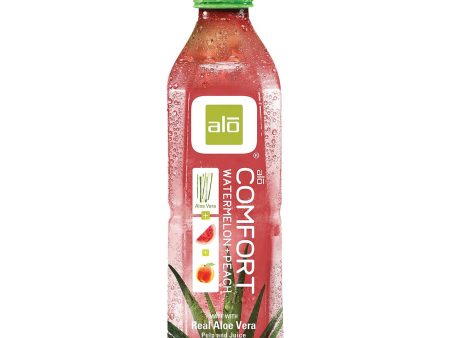 Alo Original Comfort Aloe Vera Juice Drink - Watermelon And Peach - Case Of 12 - 16.9 Fl Oz. For Sale