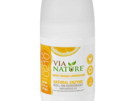 Via Nature Deodorant - Roll On - Sweet Orange Lemongrass - 2.5 Fl Oz Supply