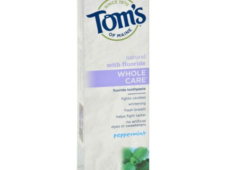 Tom s Of Maine Whole Care Toothpaste Peppermint - 4.7 Oz - Case Of 6 For Discount