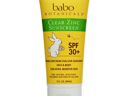 Babo Botanicals Sunscreen - Clear Zinc Unscented Spf 30 - 3 Oz Online Sale