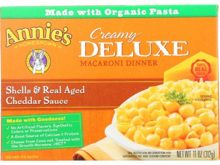 Annies Homegrown Macaroni Dinner - Creamy Deluxe - Shells And Real Aged Cheddar Sauce - 11 Oz - Case Of 12 Fashion