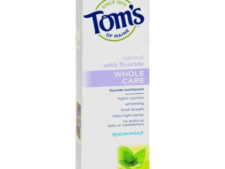 Tom s Of Maine Whole Care Toothpaste Spearmint - 4.7 Oz - Case Of 6 Cheap