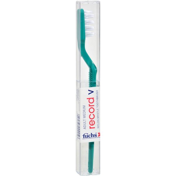 Fuchs Adult Medium Record V Nylon Bristle Toothbrush - 1 Toothbrush - Case Of 10 For Discount