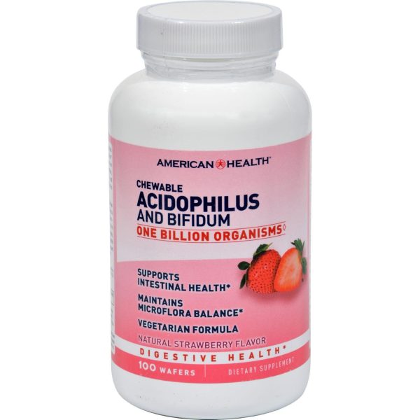 American Health Acidophilus And Bifidum - Strawberry - 100 Chewable Wafers Cheap