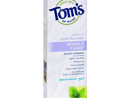 Tom s Of Maine Whole Care Gel Toothpaste Spearmint - 4.7 Oz - Case Of 6 Online Hot Sale