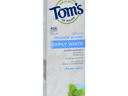 Tom s Of Maine Simply White Toothpaste Clean Mint - 4.7 Oz - Case Of 6 Sale