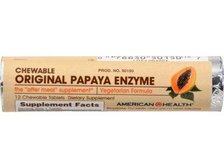 American Health Original Papaya Enzyme Chewable - 12 Chewable Tablets Each - Pack Of 16 - Case Of 16 Hot on Sale